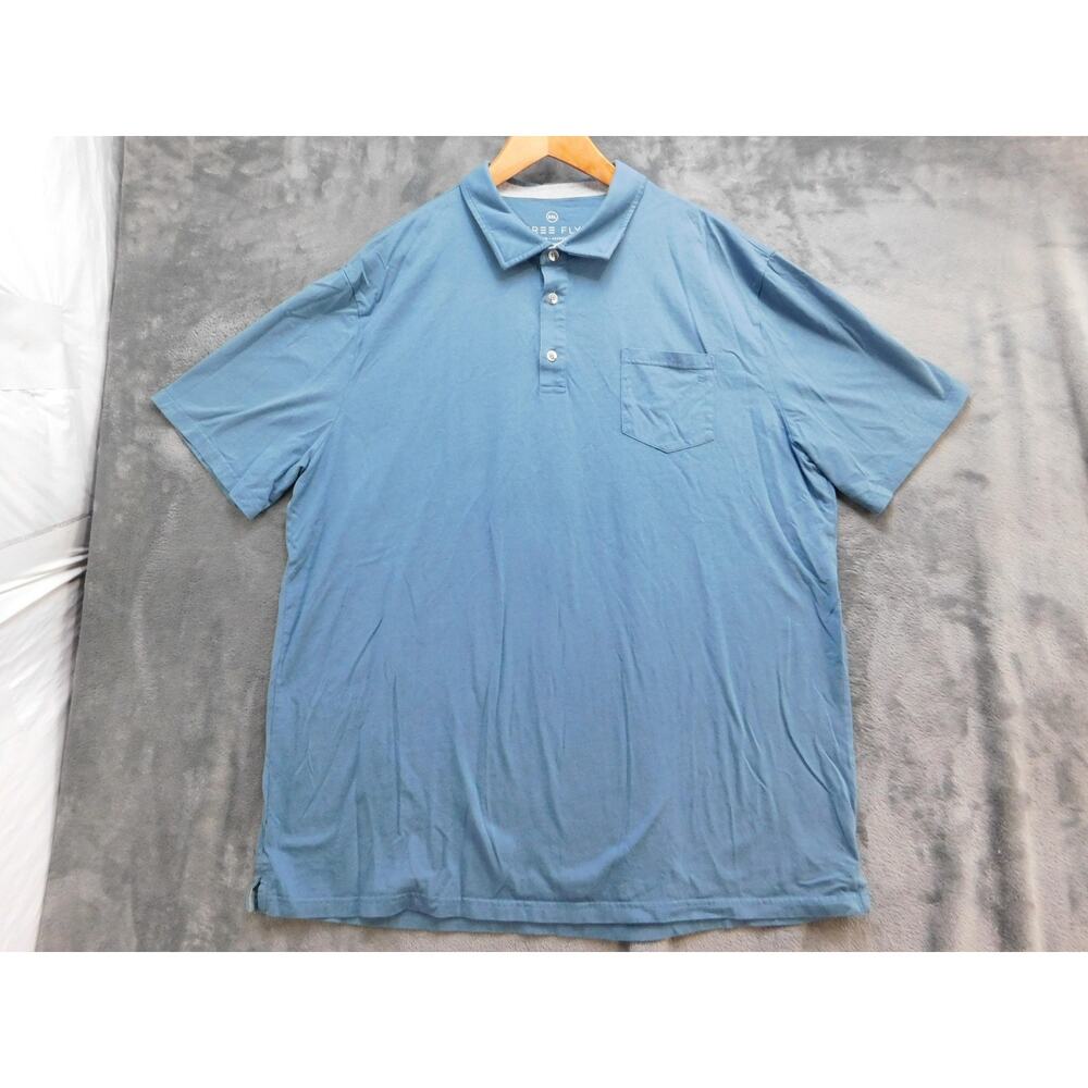 Free Fly Polo Shirt Mens 3XL Blue Cotton Viscose Pocket Relaxed Jersey